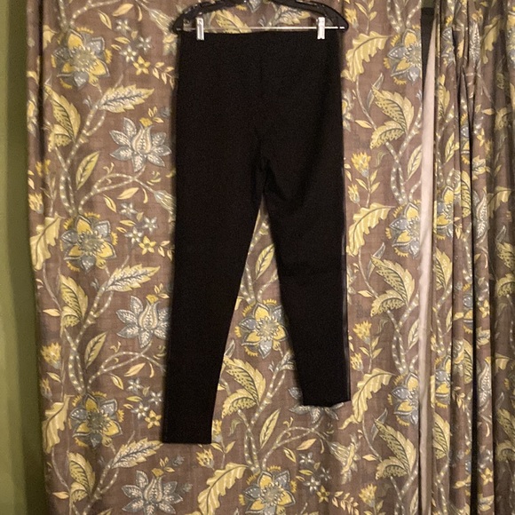 Asoran Women's Dress Pants Black Stretch Skinny Slacks with Leather Stripe - Picture 3 of 6